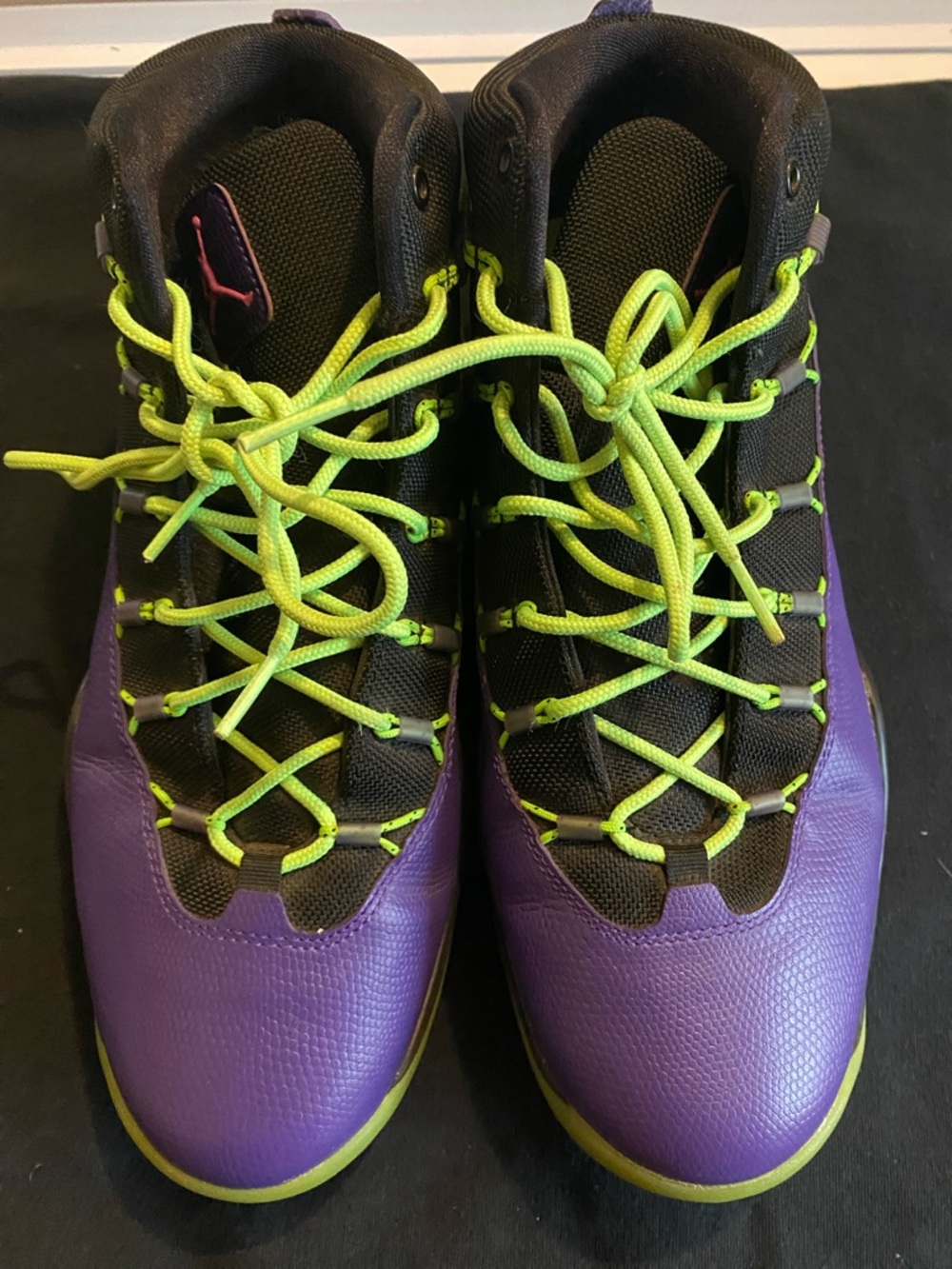 Jordan Men’s Athletic Shoes Purple and Neon Green